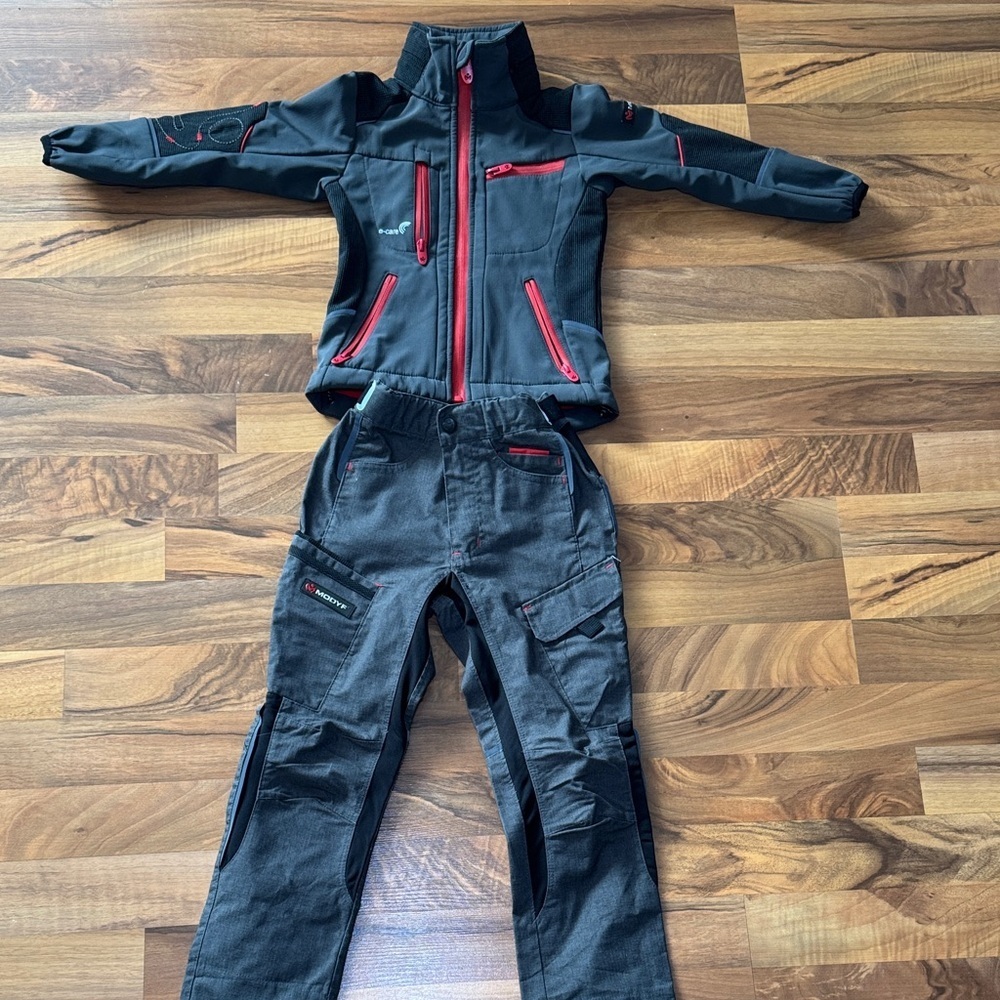 Black and Red Kids' work pants and jacket like new!